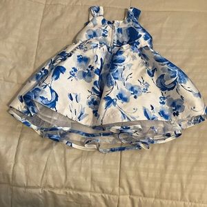Blue and white spring dress with cotton coat